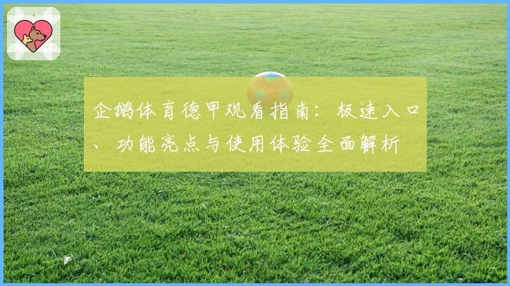 企鹅体育德甲观看指南：极速入口、功能亮点与使用体验全面解析